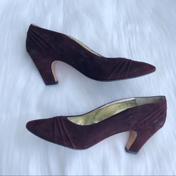 Escada VINTAGE Burgundy Suede Pumps - Picture 6 of 8